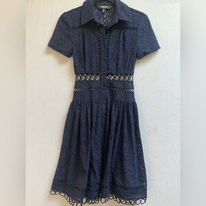 Ever New Melbourne Navy Lace Cutout Button Front Dress Size 0